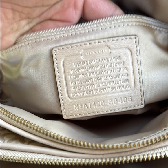 Coach Cream Satchel with Monogram Design - Picture 6 of 10
